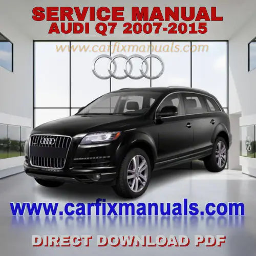 Ultimate first-generation luxury SUV workshop encyclopedia for the Audi Q7 (2007-2015), containing searchable PDF format data for aluminum-intensive body repairs, interior three-row seating mechanics,