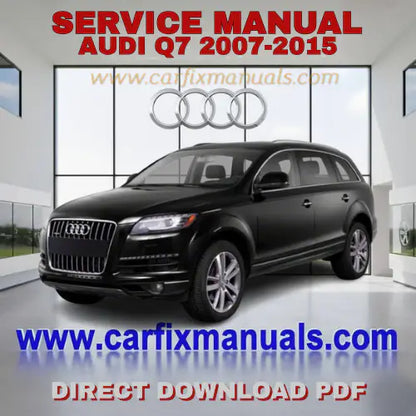 Ultimate first-generation luxury SUV workshop encyclopedia for the Audi Q7 (2007-2015), containing searchable PDF format data for aluminum-intensive body repairs, interior three-row seating mechanics,