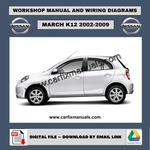 Comprehensive workshop service encyclopedia for the Nissan March K12 (2002-2009), integrating structural body repairs, K9K diesel fuel system diagnostics, and total vehicle maintenance in a searchable