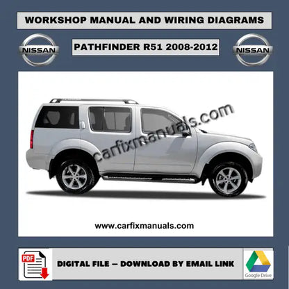 Ultimate third-generation SUV workshop encyclopedia for the Nissan Pathfinder R51 (2008-2012), containing searchable PDF format data for body structural alignment, HVAC climate logic, and factory-auth