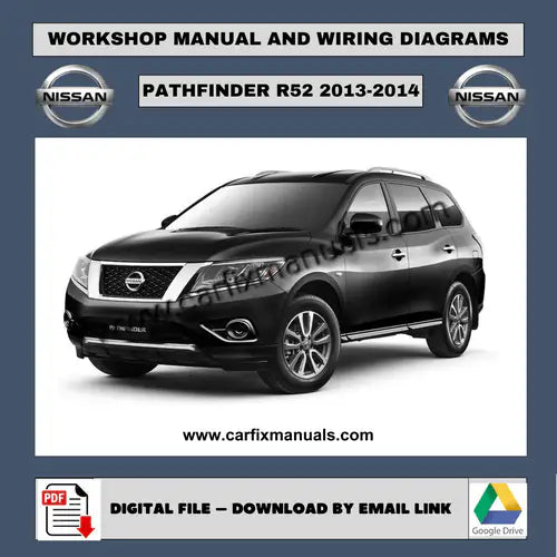 Full-scale factory workshop encyclopedia for the Nissan Pathfinder R52 (2012-2014), encompassing structural body alignment, interior trim removal, and total vehicle diagnostic routines in a searchable