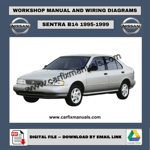 Massive 1,458-page factory service encyclopedia for the Nissan Sentra B14, Tsuru, and Sunny, providing total technical coverage for body restoration and vehicle-wide diagnostics. High-resolution vinta