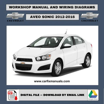 Dashboard view of the Chevrolet Aveo and Sonic (2012-2016) ultimate workshop guide, displaying the searchable HTML menu for rapid access to mechanical and electrical factory data. Professional HTML na