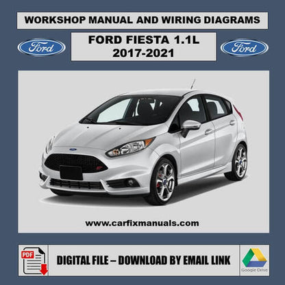 Total vehicle workshop encyclopedia for the Ford Fiesta Mk7 (2017-2020), containing 2,000+ pages of factory torque sequences, MyKey electronic troubleshooting, and body panel removal steps in PDF form