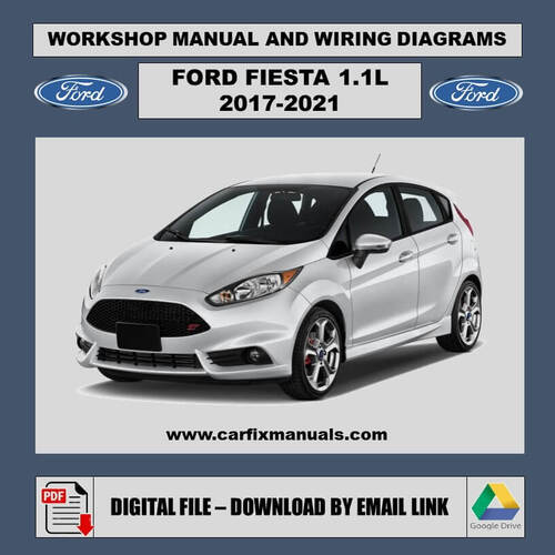Total vehicle workshop encyclopedia for the Ford Fiesta Mk7 (2017-2020), containing 2,000+ pages of factory torque sequences, MyKey electronic troubleshooting, and body panel removal steps in PDF form